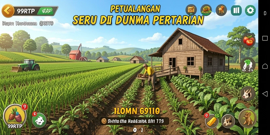 Tampilan kebun yang rimbun dalam gameplay 99RTP
