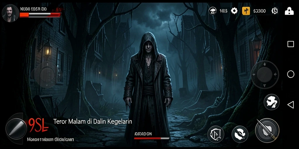 Screenshots gameplay 9SL menampilkan suasana mencekam dan menakutkan.