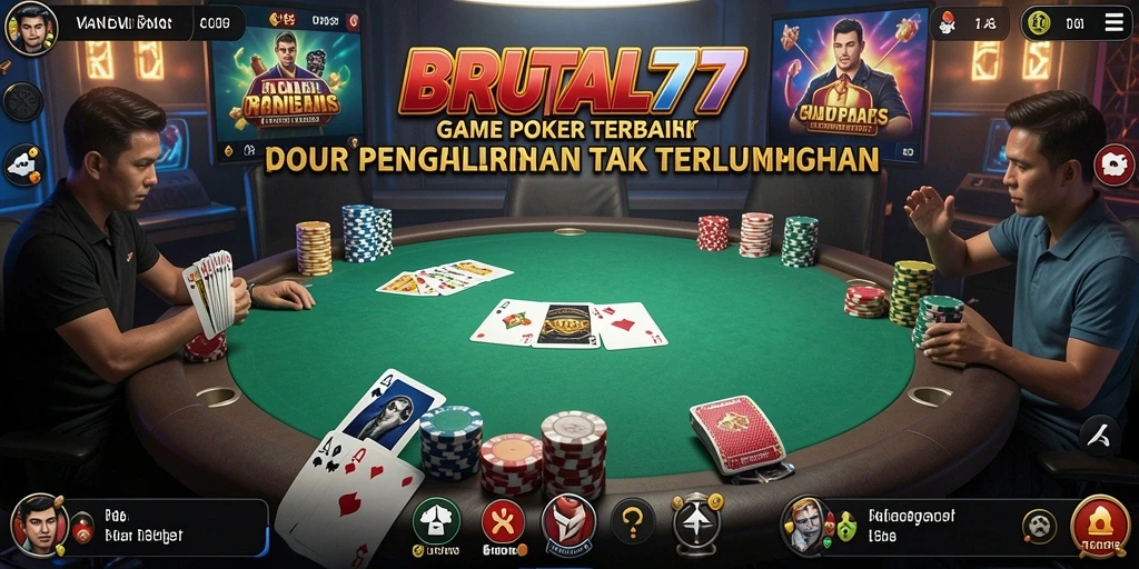 Tampilan gameplay Poker di BRUTAL77 yang mendebarkan dan interaktif.