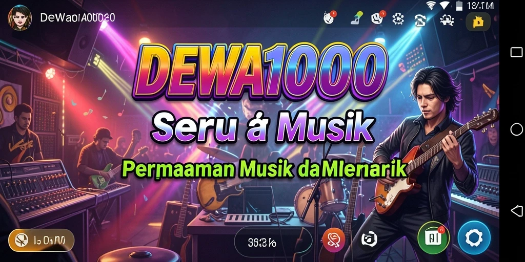 Gameplay seru DEWA1000 dengan berbagai pilihan lagu musik.