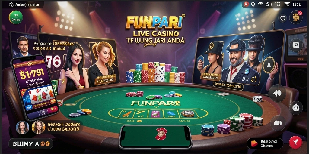 Tampilan gameplay Live Casino yang mendebarkan di FUNPARI.