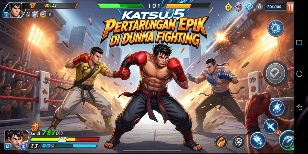 Gameplay KATSU5 yang intens dan mendebarkan dalam pertarungan Fighting.