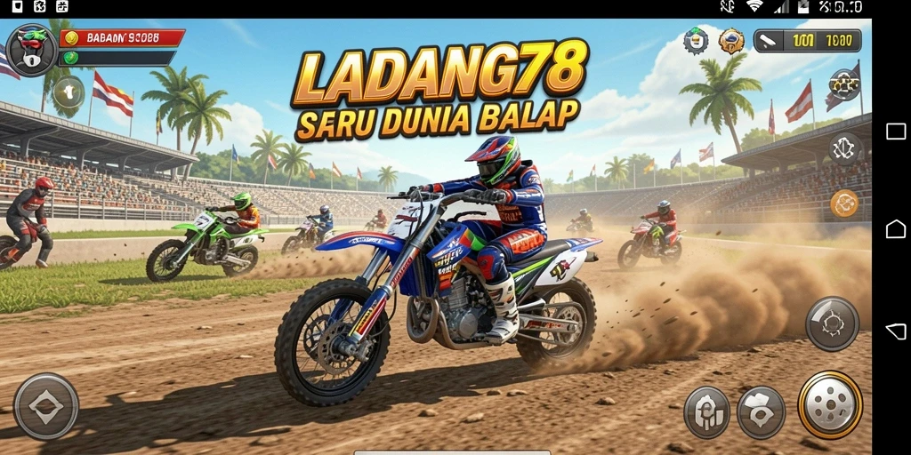 Tampilan gameplay seru dari LADANG78 dengan mobil balap kencang.
