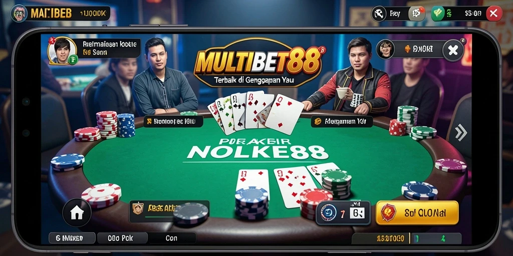 Tampilan gameplay poker yang menarik dan interaktif di MULTIBET88.