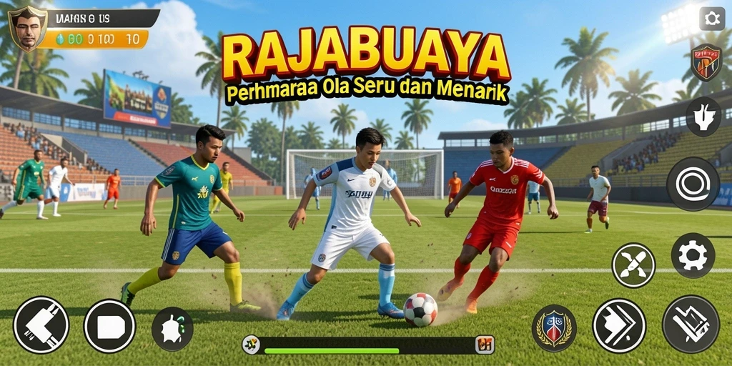 Tampilan gameplay seru RAJABUAYA dengan aksi olahraga yang mendebarkan.