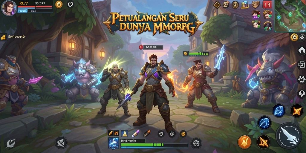Tampilan gameplay seru di RK77 dengan pertempuran epik.