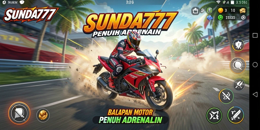 Gameplay balapan motor yang mendebarkan di SUNDA777.